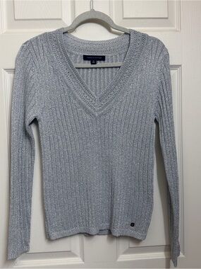 Silver V-Neck Sweater